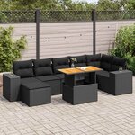 vidaXL Salon de jardin 8 Pièces avec coussins noir résine tressée