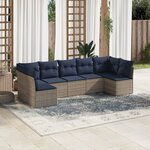 vidaXL Salon de jardin 7 Pièces avec coussins gris résine tressée