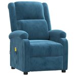 vidaXL Fauteuil de massage Bleu Velours
