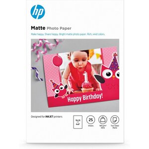 Papier photo Mat HP  180 g/m2  10 x 15 cm  25 feuilles HP