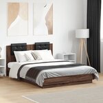 vidaXL Cadre de lit tête de lit et lumières LED chêne marron 135x190cm