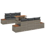 vidaXL Ensemble de Canapé de Jardin 7 Pièces avec Coussins Gris Rattan Poly