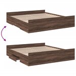 vidaXL Cadre de lit avec tiroirs sans matelas chêne marron 200x200 cm