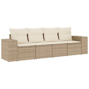 vidaXL Salon de jardin avec coussins 4 Pièces beige résine tressée