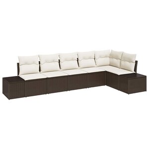 vidaXL Ensemble de canapé de jardin 6 Pièces Marron et crème Poly rotin