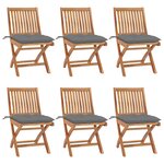 vidaXL Chaises pliables de jardin avec coussins lot de 6 Bois de teck