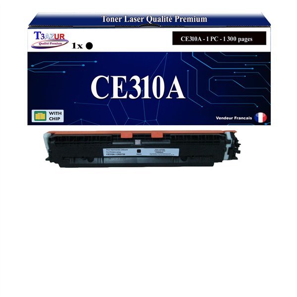T3AZUR - Toner compatible avec CE310A pour HP LaserJet Pro CP1020 CP1025 CP1025NW TopShot M275 - Noire