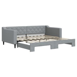 vidaXL Lit de jour avec lit gigogne gris clair 90x190 cm tissu
