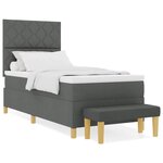 vidaXL Lit à Ressort avec Matelas & Banc Gris Foncé 100x200 cm Tissu