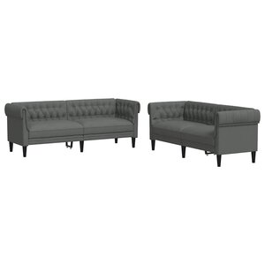 vidaXL Canapé de salon 2 Pièces Gris foncé 201 5 x 74 5 x 74 5 cm tissu