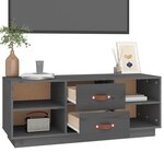 vidaXL Meuble TV Gris 100x34x40 cm Bois de pin massif
