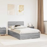 vidaXL Cadre de lit Gris Sonoma 135 x 190 cm Bois d'ingénierie