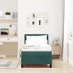 Lit à ressorts vidaXL avec matelas et LED Vert foncé 80x200 cm Velours