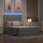 vidaXL Lit avec rangement et LED Gris clair 140 x 190 cm Polyester