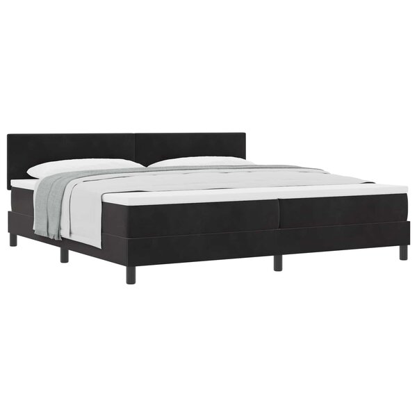 vidaXL Lit à ressorts avec matelas Noir 200 x 200 cm Velours
