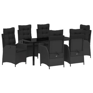 vidaXL Ensemble de salle à manger pour jardin 7 Pièces Noir polyrotin