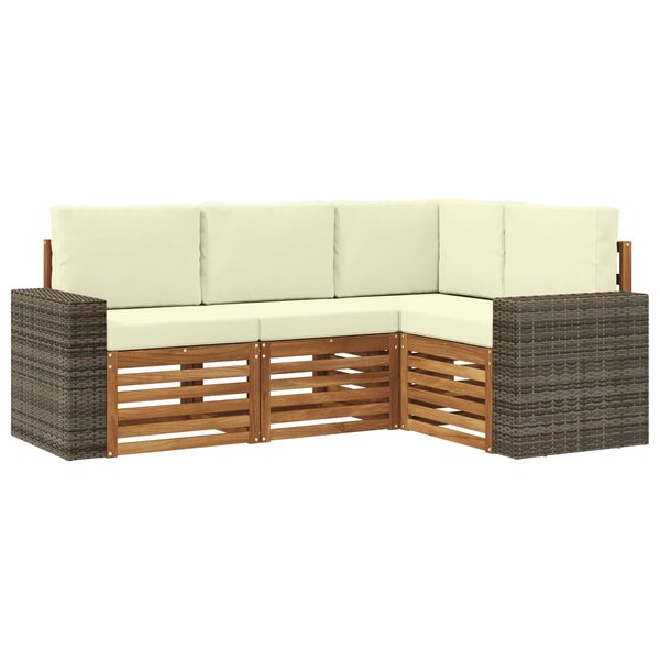 vidaXL Ensembles de canapés avec coussin 4 Pièces Bois d'Acacia Massif