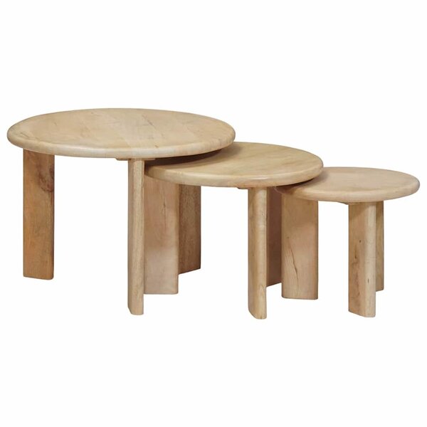 vidaXL Tables basses gigognes 3 Pièces Noir Bois de mangue massif
