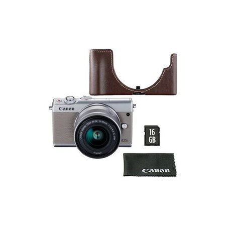 CANON Appareil photo Hybride EOS M100 Gris+15-45mm+Etui+SD 16Go