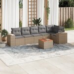 vidaXL Salon de jardin avec coussins 7 Pièces beige résine tressée