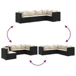 vidaXL Salon de jardin 5 Pièces avec coussins Noir Résine tressée