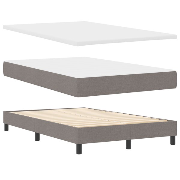 vidaXL Lit à Sommier avec Matelas & Banc Taupe 120x200 cm Tissu