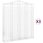 vidaXL Paniers à gabions arqués 3 Pièces 200x30x220/240 cm fer galvanisé