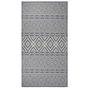 vidaXL Tapis à tissage plat d'extérieur 80x150 cm Rayures bleues