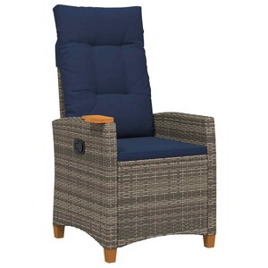 vidaXL Chaise inclinable avec plateau à thé polyrotin