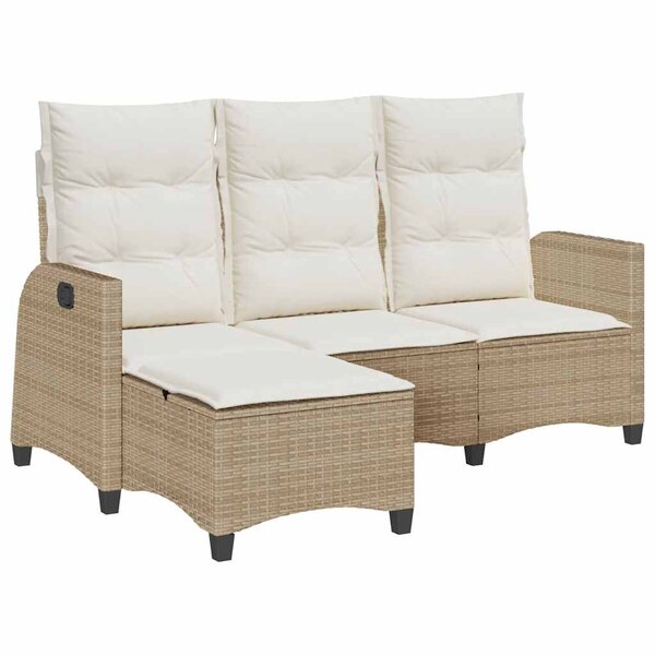 vidaXL Canapé de jardin inclinable coussins forme de L beige polyrotin