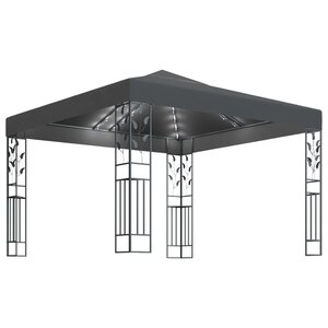 vidaXL Tonnelle avec guirlande lumineuse à LED 3x3 m Anthracite