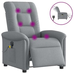 vidaXL Fauteuil de massage inclinable électrique gris clair tissu