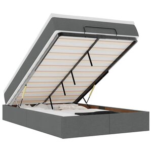 vidaXL Cadre de lit ottoman avec matelas gris foncé 120x190 cm tissu