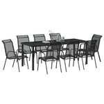 vidaXL Ensemble de salle à manger pour jardin 9 Pièces Noir