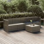 vidaXL Salon de jardin 5 Pièces avec coussins Gris Résine tressée