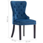 vidaXL Chaises à manger lot de 2 bleu velours