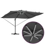 vidaXL Parasol déporté Roma avec LEDs anthracite 352x251x265 cm Aluminium
