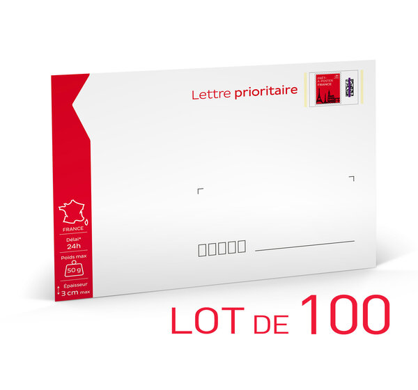 Prêt-à-Poster - Lettre Prioritaire - 50g - Format C5 - Enveloppes en lot de 100