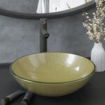 vidaXL Lavabo de bain avec robinet et drain à poussoir Verre trempé