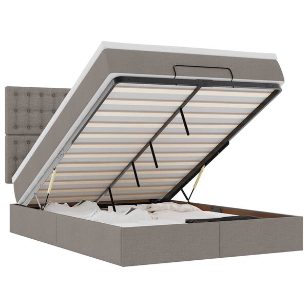 VidaXL Cadre de lit ottoman avec matelas taupe 140x200 cm tissu