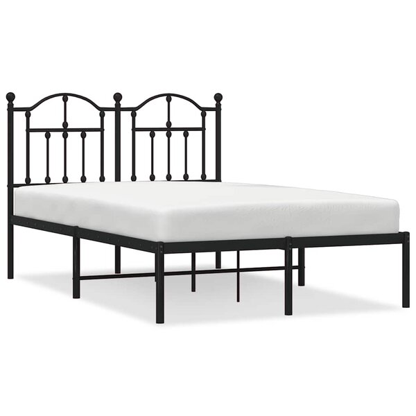 vidaXL Cadre de lit métal sans matelas avec tête de lit noir 120x190cm