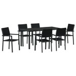 vidaXL Ensemble de salle à manger jardin 7 pièces en poly rotin noir