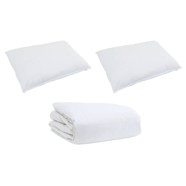 vidaXL Ensemble de Duvet avec oreiller 3 Pièces Blanc Plume de canard