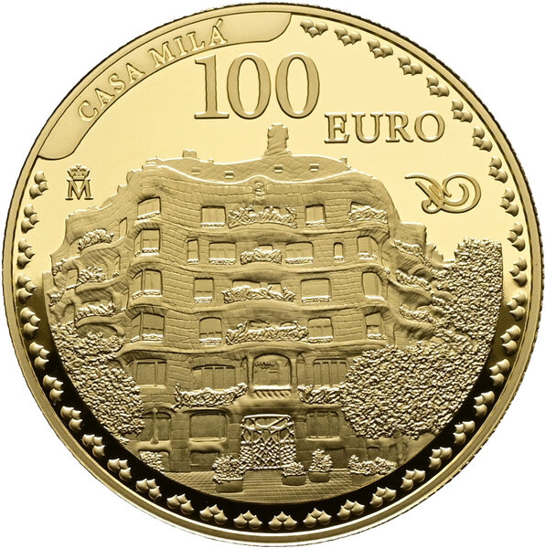 Monnaie CASA MILA Antoni Gaudi Or 100€ Euro Spain 2026 (PRÉCOMMANDE)