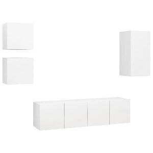 vidaXL Ensemble de meubles TV 5 Pièces Blanc Bois d'ingénierie
