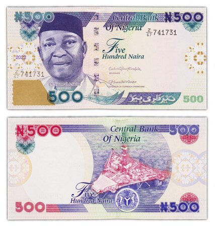 Billet de collection 500 naira 2022 nigéria - neuf - p new