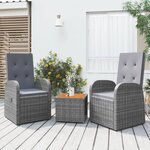 vidaXL Ensemble de salon de jardin 3 Pièces gris poly rotin et acacia