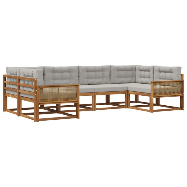 vidaXL Ensemble de canapés d'extérieur 6 pc Naturel et gris clair