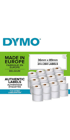 DYMO LabelWriter Pack de 24 rouleaux de 260 étiquettes adresse grand format 36mm x 89mm (Format la Poste)