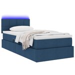 vidaXL Lit de rangement LED avec matelas Bleu 90 x 200 cm Tissu